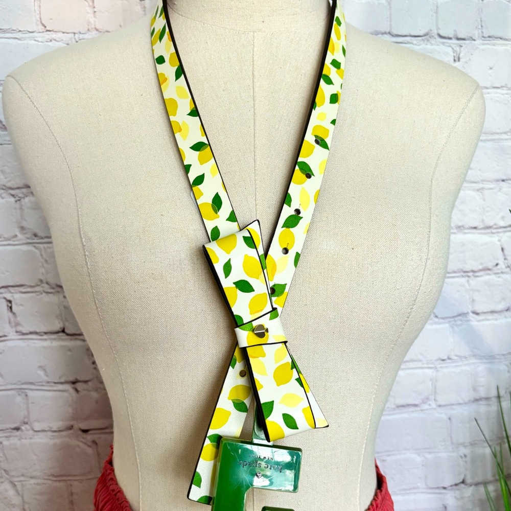 KATE SPADE NY Genuine Leather Lemon and Leaf Patterned Bow Belt--NWT--S